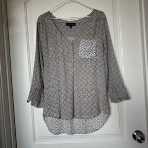 Fred David Gray Geometric Blouse